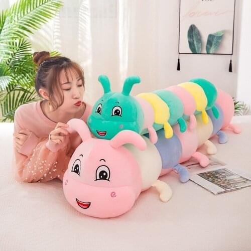 Stuffed Plush Caterpillar Toys Pillow 80~120cm Kawaii Sleeping Pillow Cute Caterpillar Doll Plush Toy Kids Birthday Present