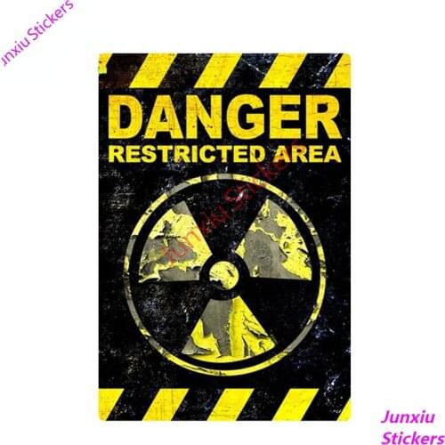 DANGER Restricted Area Car Stickers GRUNGE FS980 Radiation Sign Creative Decals SUV Fine Reflective Decor Decal PVC13x8cm