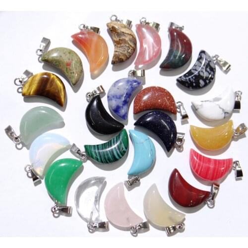 Natural stone Turquoises Quartz Crystal tiger eye Opal lapis moon Pendant for diy Jewelry making necklace Accessories24pcs