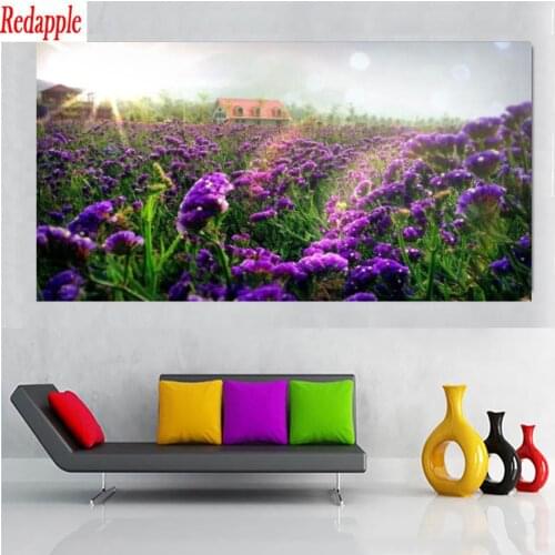 New large diamond embroidery cross stitch Purple canvas painting Lavender landscape in Provence Picture Home Decor Hotels clubs