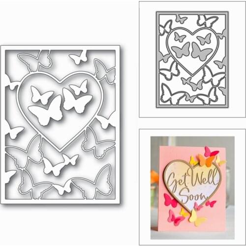 2020 New Loving Butterfly Heart Rectangle Metal Cutting Dies for DIY Scrapbooking and Card Making Decor Embossing Craft No Stamp