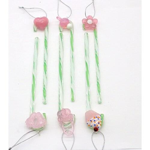 Custom Handmade Murano Glass Candy Cane Pendant Christmas Tree Babys Birthday Cute Walking Stick Decoration Charm Accessories