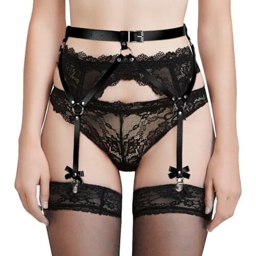 Leather Leg Harness Bdsm Pentagonal Garter Goth Belt Stockings Sexy Lingerie Women Body Straps Thigh Erotic Belt Band Suspender