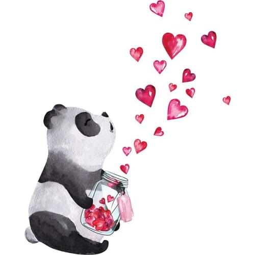 Hand-Painted Panda Love Heart Wall Sticker Living Room Bedroom Kitchen Decor