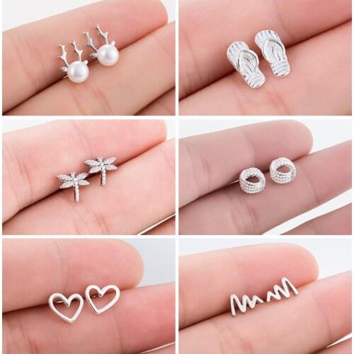 Sasusp Trendy Circle Heart Earrings For Women Dragonfly Mountain Stud Earrings 2019 Earing Jewelry For Best Friend Birthday Gift