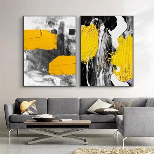 Nordic Abstract Black and Yellow Oil Paintings Wall Art Canvas Paintings Wall Art Prints and Posters Living Room Home Decor
