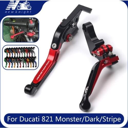For Ducati 821 Monster/Dark/Stripe 2018-2020 With Logo 20 Color Motorcycle Accessories CNC Folding Extendable Brake Clutch Lever