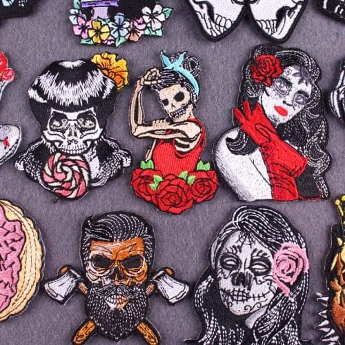 Iron On Punk / Skull Embroidered Patches For Clothing Stripe Gorilla Embroidery Patches For Clothes Appliques For T-shirt Jacket