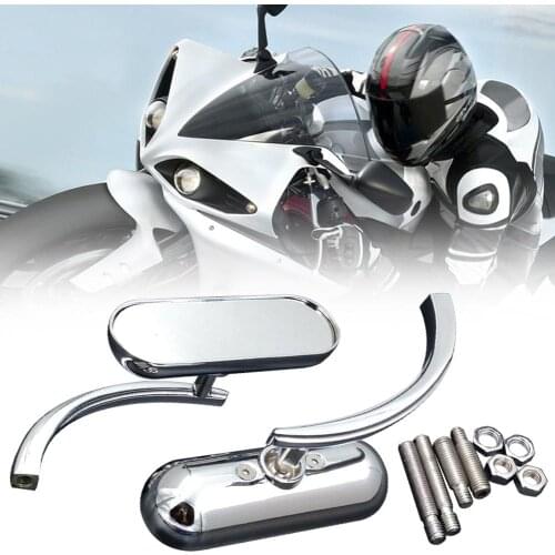 Universal Mini Oval Motorcycle Left Right Rearview Side Mirrors Replacement for Honda/for Kawasaki/for Suzuki/for Yamaha