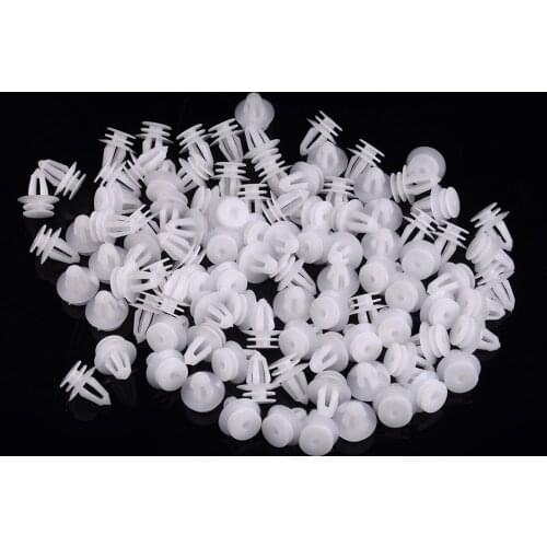 Universal 100Pcs Car Door Panel Trim Push Pin Rivet Clip Fastener Retainer Remover Plastic White for 8.3mm Hole Diameter