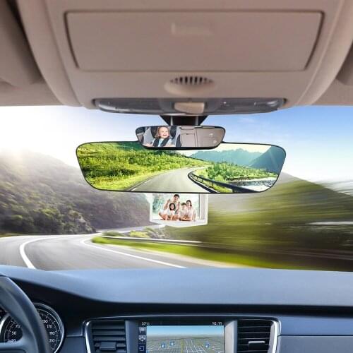 Universal Double Lens Rear View Stop Sign Photo Frame Multifunctional Blue Mirror Car Rear Rearview Mirror Anti Dazzle Auxiliary