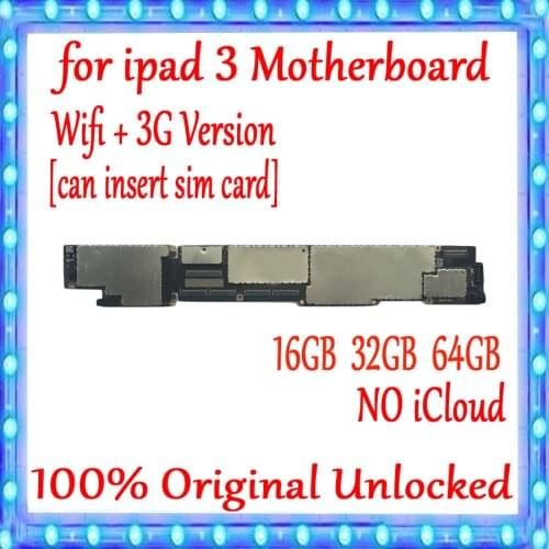 Wifi version & wifi+3G version Motherboard for ipad 3 Motherboard with full chips,Original unlocked for ipad 3 Logic board IOS