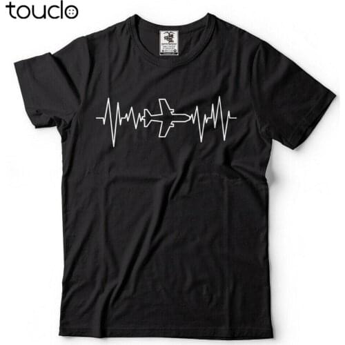 Heartbeat Mens Pilot Aviation Plane Flight Funny T-Shirt Gift Airplane Flight T-Shirt