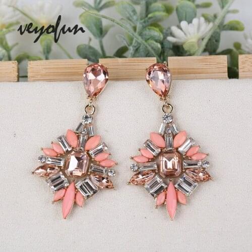 VEYOFUN Trendy Acrylic Crystal Drop Earrings Vintage Bridal Dangle Earrings for Woman Fashion Jewelry Gift New