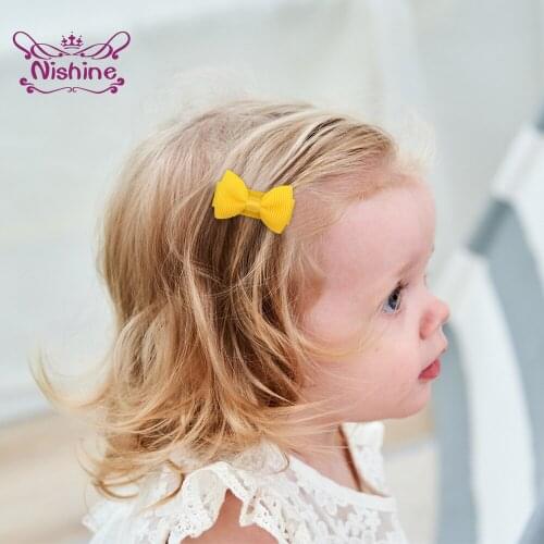 10pcs/lot 3.1 CM Mini Grosgrain Ribbon Bows Baby Girl BB Clip Solid Color Infant Bangs Hairpin DIY Styling Tools Kid Accessories