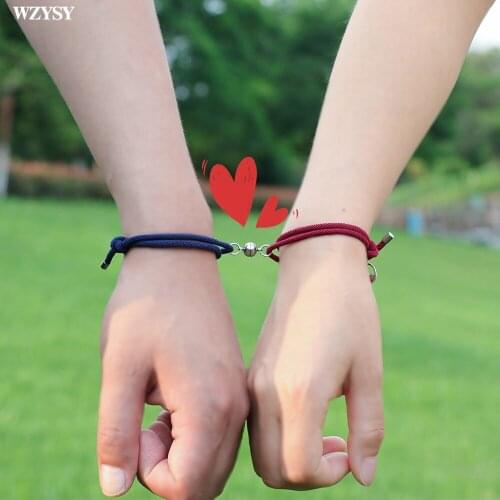 2pcs / set S925 silver magnetic clasp couple attraction hand rope men and women creative jewelry gift stainless steel accessorie