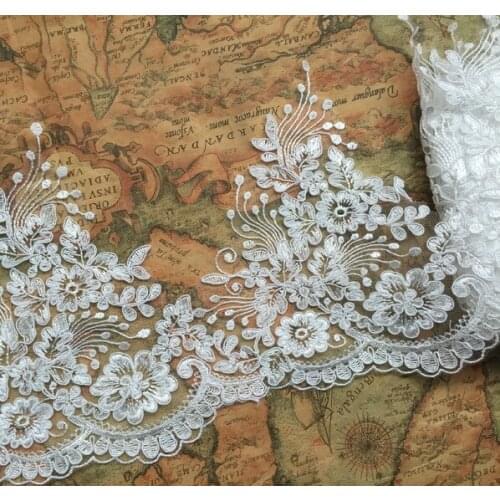3Yard/Lot Car Bone Embroidery Rayon Lace Trim High-End Fabric 20CM Wide Wedding Dress Veil Clothes Accessories