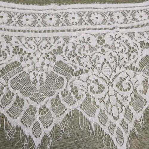 3yards Eyelash Lace Fabric 21cm Width White/Black Lace Mesh Lace Decoration Crafts Sewing Lace For Wedding Dress Accessories