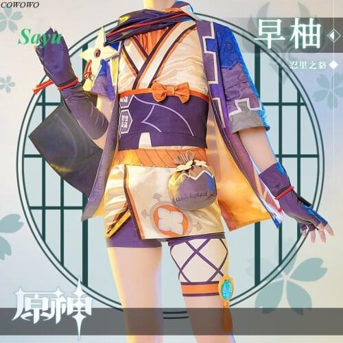 Anime! Genshin Impact Sayu Game Suit Elegant Dress Uniform Cosplay Costume Halloween Party Outfit Role Play For Women 2021 NEW