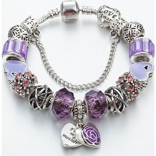 ANNAPAER 2019 Heart Flower Charm Bracelets For Women With Crystal Beads Bracelets & Bangles Pulseras DIY Valentines Gift B16148