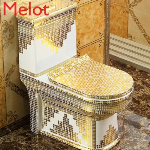 Household pumped gold toilet ceramic ultra-vortex toilet small household-type odor-proof toilet color seat