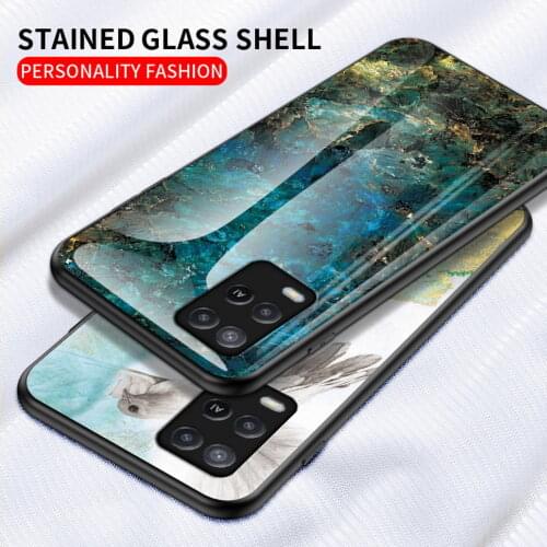 Tempered Glass Back Case For OPPO A54 A94 A95 A74 A52 A12 A12S A72 4G A93 A73 Marble Phone Cover For OPPO F19 Pro