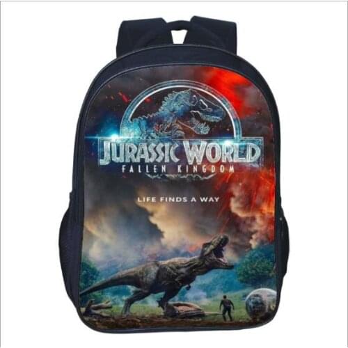 Childrens Pop Animal Print Backpack Jurassic Dinosaur World Kingdom Girls Boys Childrens School Bag 16 inch