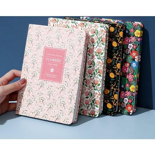 A5/A6 Retro Flower Patterns Notebook 96 Sheets Yearly Agenda Planner Students Notebooks Diary Office Stationery School Supplies