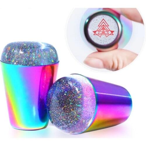 1PC Handle Holographic Transparent Nail Stamper For Stamping Plate Clear Stamper Head Nail Art Stamp Template Tools For Plate