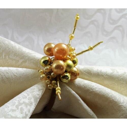 Pearl beaded wedding napkin ring crystal napkin holder wholesale decoration ring