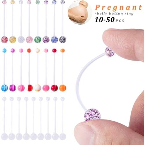 10-50PC 14G Pregnancy Belly Button Rings Flexible Bioplast Sport Maternity Belly Navel Retainer Industrial Earring Body Piercing
