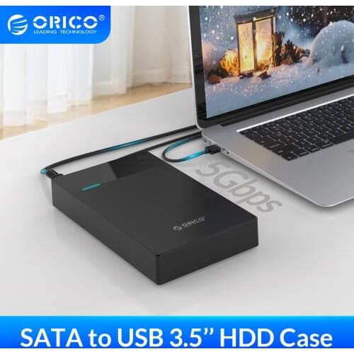 ORICO 3.5 Inch HDD Case Bulit-in Power 12V Portable SATA to USB 3.0 Hard Drive Enclosure Support 12TB HDD UASP For PC TV PS4