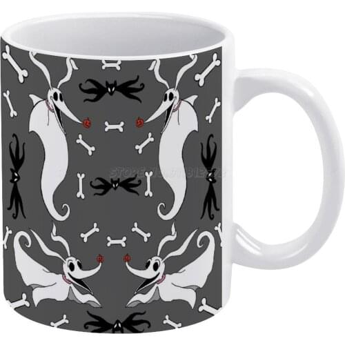 Ghost Dog Pattern White Mug Vintage Mug New Unisex Size Mug Tim Burton Nightmare before Christmas Halloween Zero