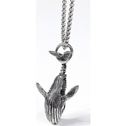 2020 Ins Hot Trendy 70cm Whale Dolphin Pendant Necklace Vintage Hiphop Cool men gift Personality Necklace for Men Boys Jewelry