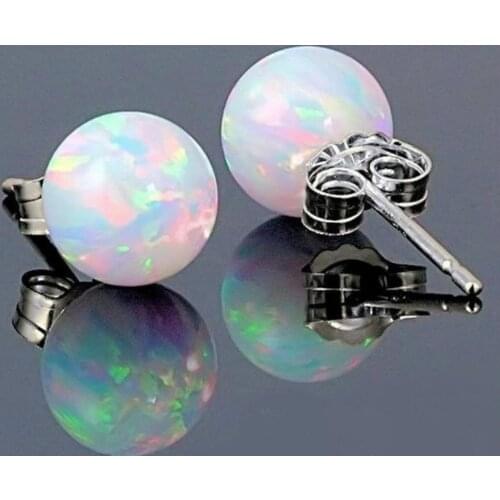 Fashion High quality Push Back Women Stud Earring Charm Round Button Bead Elegant Quartz Amethysts Opal Ear Studs Earring 1 pair