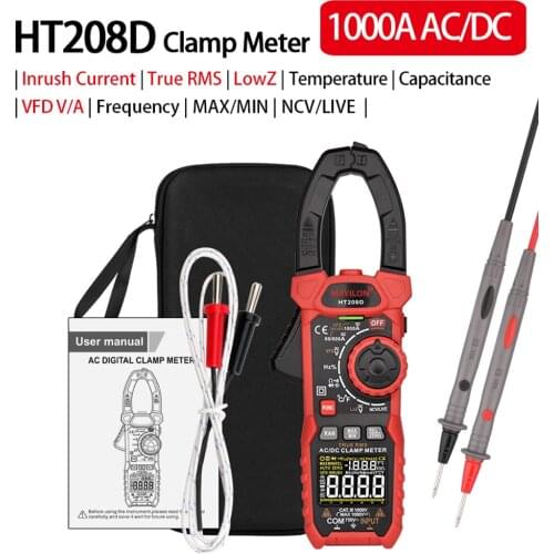 Clamp Meter Multimeter AC Direct Current Voltage Current Temperature Diode Continuity NCV Test Multifunctional Multimeter