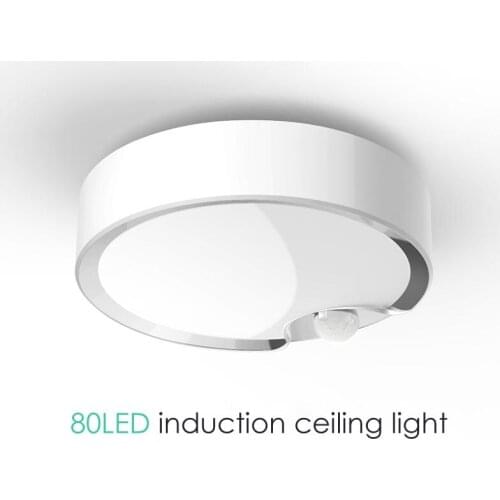 New 80led Human Body Induction Ceiling Lamp Smart Home Ceiling Lamp Living Room Corridor Bedroom Indoor Simple Night Light