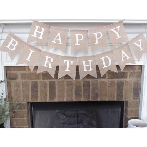 Happy birthday Burlap Banner Rustic 1st 10th 16th 18th 21st 30th 40th 50th birthday party Decoration Backdrop Photo props Sign