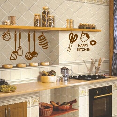 Happy Kitchen Tools 3d VIVID Wall Stickers Decals Food Fruit Wall Decals On The Wall 3d effect mural poster