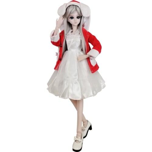 EVA BJD 1/3 BJD Doll 24in 60CM 22 Ball Jointed Gift SD Doll Makeup Full Set School Uniform Girls Short Gray Hair for Girl Gift