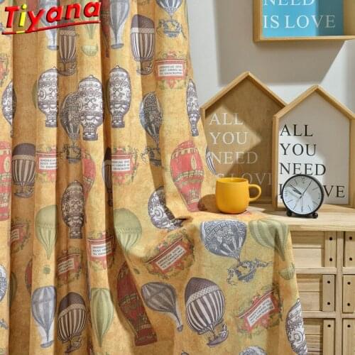 Cartoon Air Balloon Printed Curtains for Kids Room Semi Blackout Window Drapes Living Room Fashion Curtains HM135#30