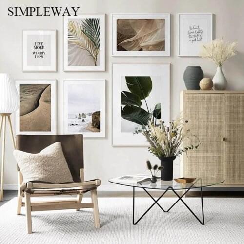 Scandinavian Nature Landscape Canvas Painting Leaf Desert Nordic Poster Inspiration Quote Print Wall Art Picture Home Decoration