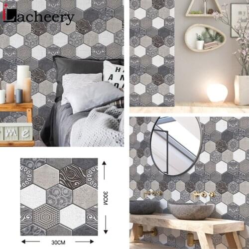 Modern Self Adhesive Wallpaper 3D Imitation Brick Tile for Kitchen Wall Panel Wall Stickers Bathroom DIY Wall Decals Home Decor