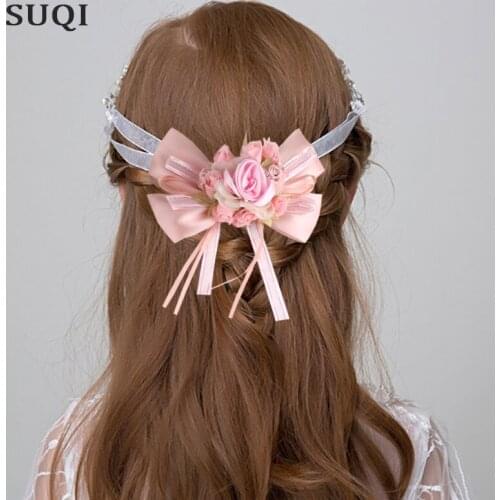 SUQI Fashion Pretty Fabric Flower Designs Prom Bridal Hair Combs Noiva Headpiece Tiara Women Wedding Headdress Hair Accessories