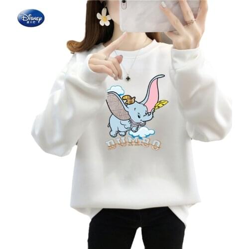 Disney Cartoon Dumbo Y2k Hoodie Sweatshirts for Girls Crewneck Long Sleeve Fleece Thick Warm Autumn Winter Sweatshirt Ladies Y2K