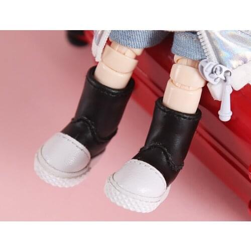 OB11 doll shoes are suitable for 1/12 GSC plain round doll size to go with black simple small leather boots and high top boots