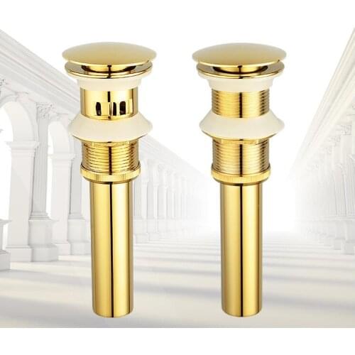 High quality brass material gold plating bathroom sink drain bathroom faucet accessories with or without overflow pop-up
