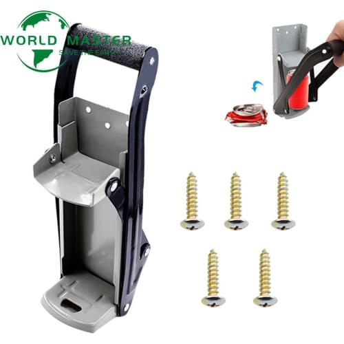 World Master 16oz Wall Mounted Hand Push Beer Soda Cans Bottle Opener Handle Bottle Opener Iron Beer Can Crusher Recycling Tool