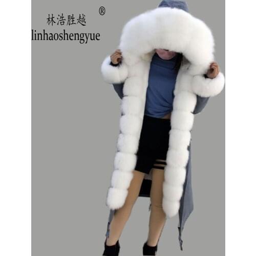 New fox fur pie overcome jacket female long coat female winter coat liner coat rabbit fur grass