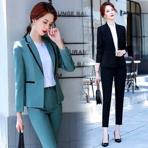 OL 2 Piece Set for Women Business Suit Set Slim Blazer Womens Coat And Pencil Pant Office Lady Suit Work Pant Suits LS112